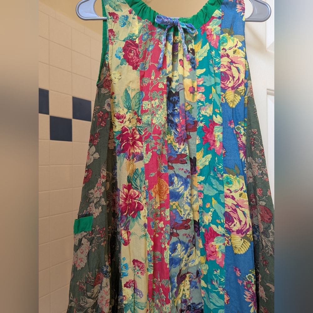 Beautiful Multicolor Floral Patchwork Cotton Dres… - image 3